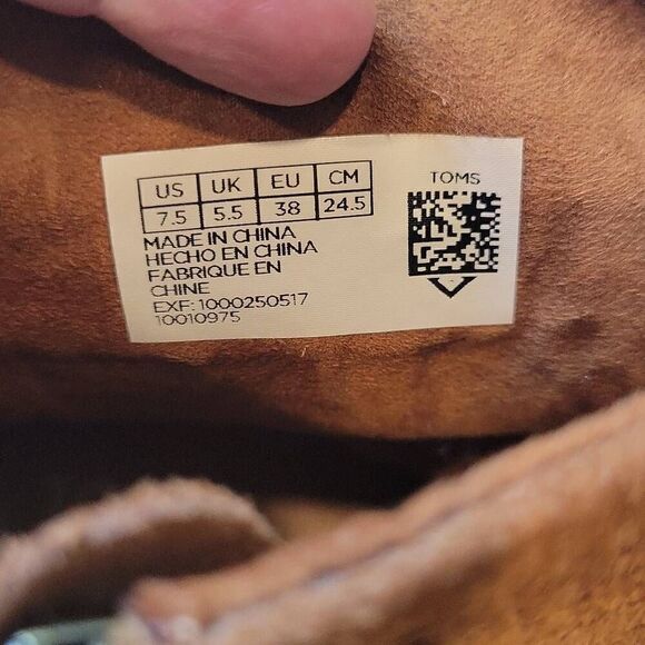 TOMS Ankle Booties Lunata Brown Suede Perforated Booties Size 7.5 - Picture 6 of 7